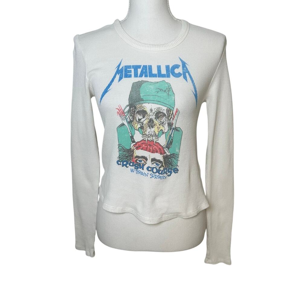 Daydreamer white long sleeve thermal waffle knit Metallica  size S